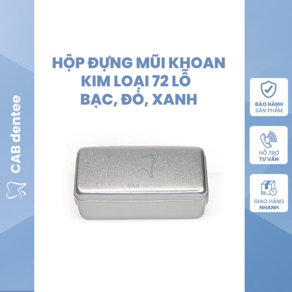 Hộp đựng mũi khoan 72 lỗ kim loại nhiều màu có thể hấp được