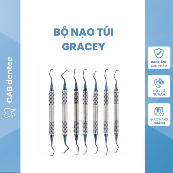 Bộ nạo túi Nha chu GRACEY - Tay cầm lớn 7 cây