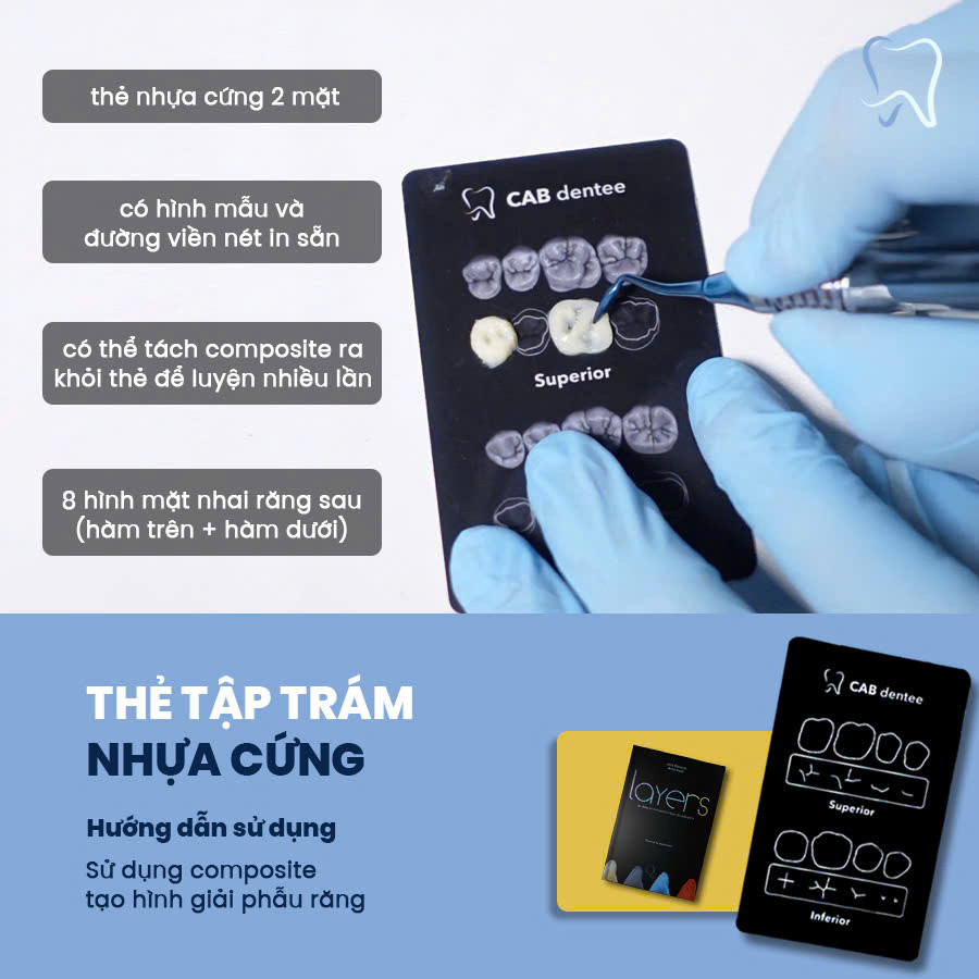 Bộ 3 Thẻ Bài Tập Thực Hành Trám Răng - Cab Dentee - Hình ảnh 3