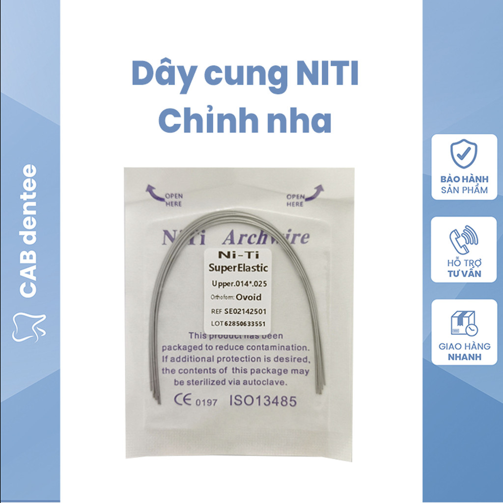 Túi 10 dây cung NITI chỉnh hình răng chuyên dụng cho nha khoa Túi 10 dây cung NITI chỉnh hình răng chuyên dụng cho nha khoa