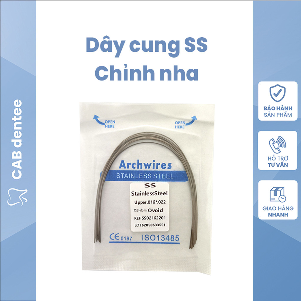 Túi 10 Dây cung SS dùng trong chỉnh nha Túi 10 Dây cung SS dùng trong chỉnh nha
